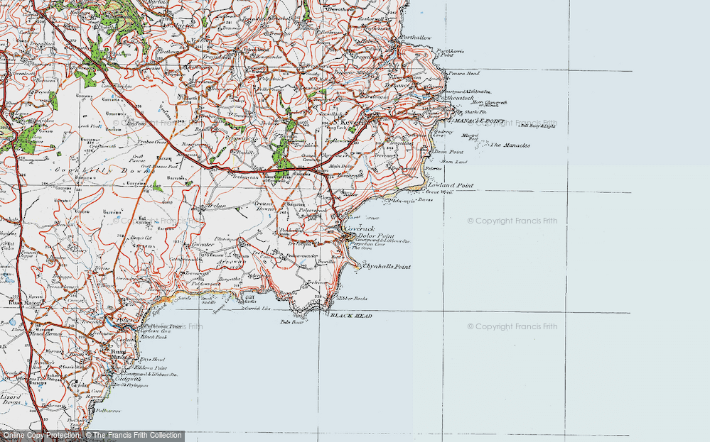 Old Map of Coverack, 1919 in 1919