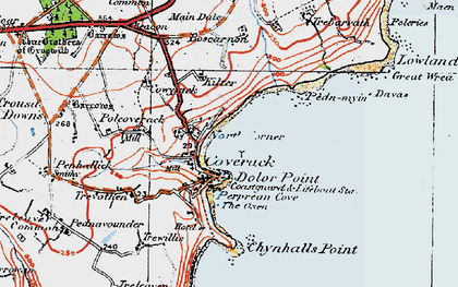 Old map of Coverack in 1919