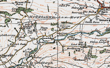 Old map of Coverham in 1925