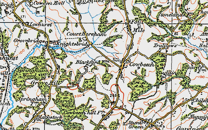 Old map of Cowbeech in 1920