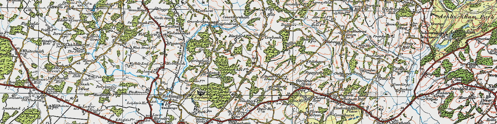 Old map of Cowbeech Hill in 1920