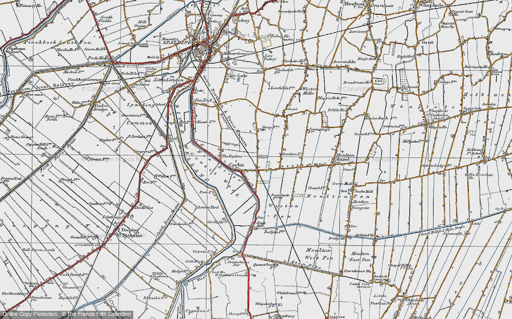 Old Map of Cowbit, 1922 in 1922