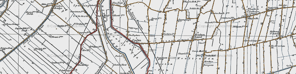 Old map of Cowbit in 1922