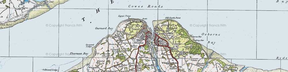 Old map of Cowes in 1919