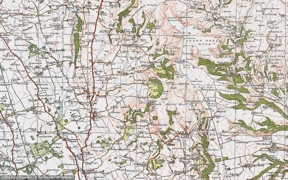 Old Map of Historic Map covering Boltby Forest in 1925