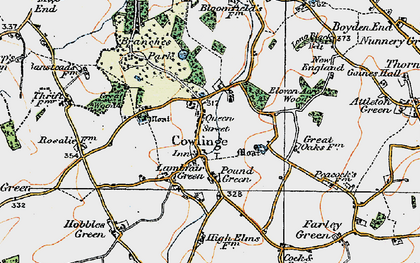 Old map of Cowlinge in 1921
