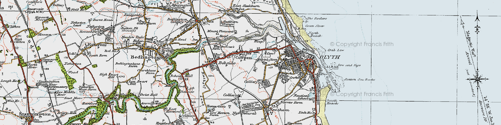 Old map of Cowpen in 1925