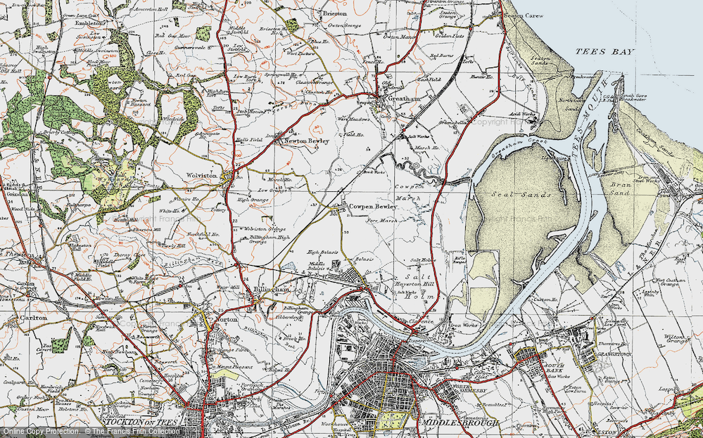 Old Map of Cowpen Bewley, 1925 in 1925