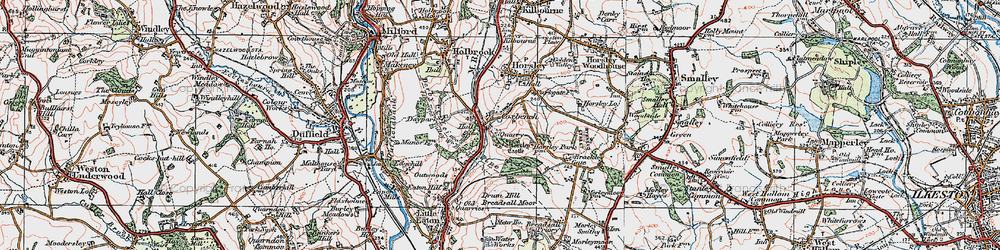 Old map of Breadsall Moor in 1921