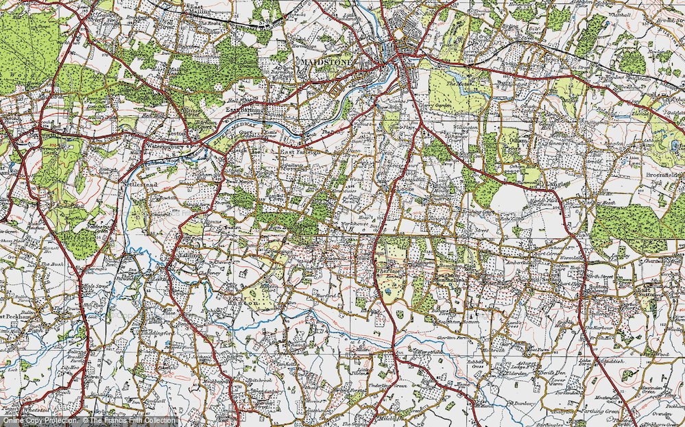 Old Map of Coxheath, 1921 in 1921
