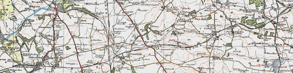 Old map of Coxhoe in 1925