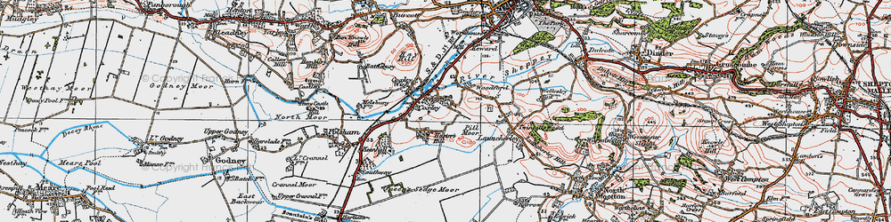 Old map of Coxley in 1919