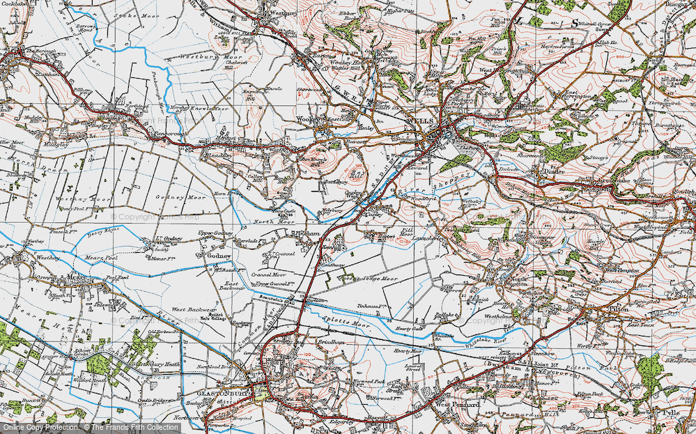 Old Map of Historic Map covering Battlebury in 1919