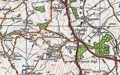 Old map of Crabbs Cross in 1919