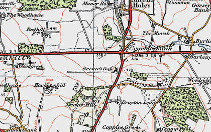Old map of Brewer's Oak in 1921