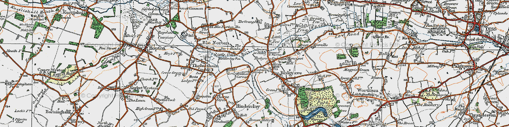 Old map of Source of Little Ouse River in 1920