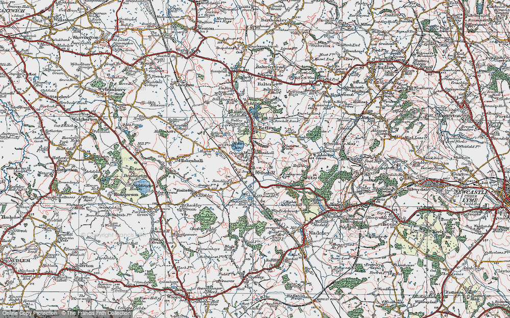 Old Map of Cracow Moss, 1921 in 1921
