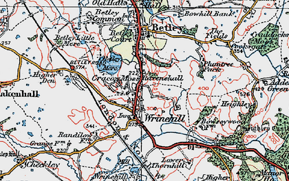 Old map of Betley Mere in 1921