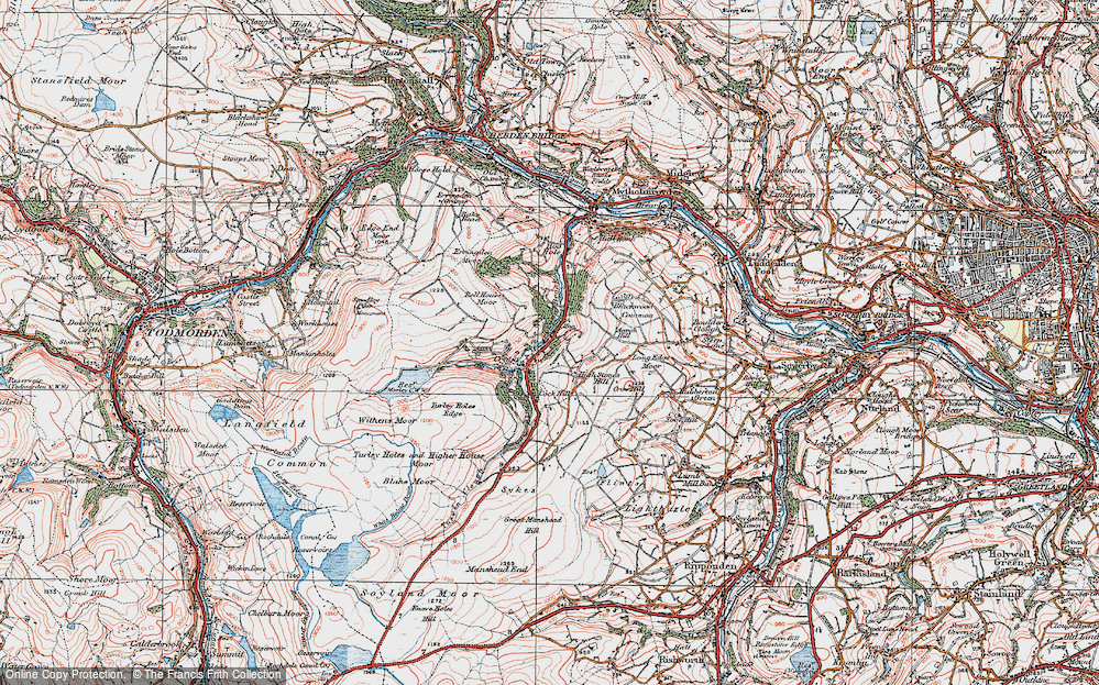 Old Map of Cragg Vale, 1925 in 1925