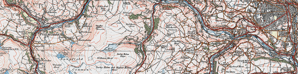 Old map of Cragg Vale in 1925