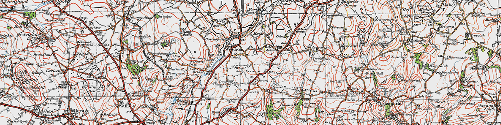 Old map of Boderwennack in 1919