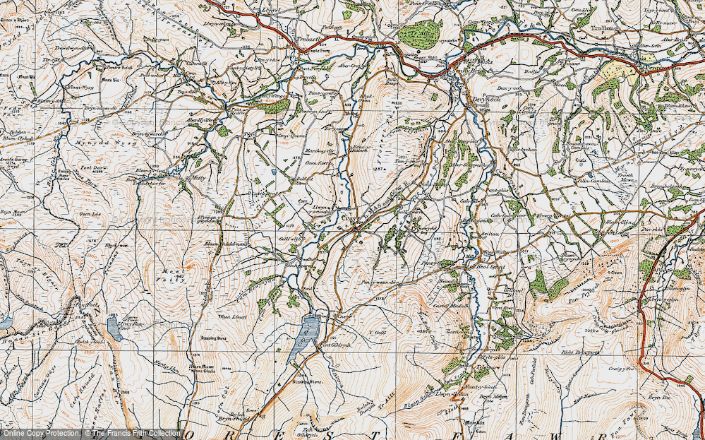 Old Map of Historic Map covering Fforest Fach in 1923