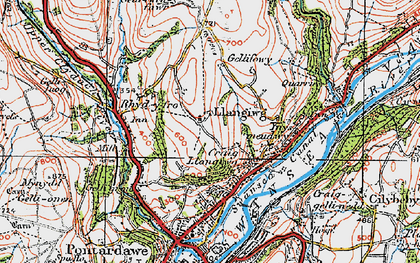 Old map of Craig Llangiwg in 1923