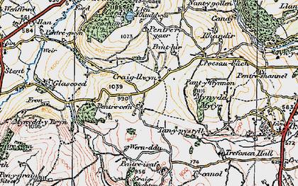 Old map of Craig-llwyn in 1921