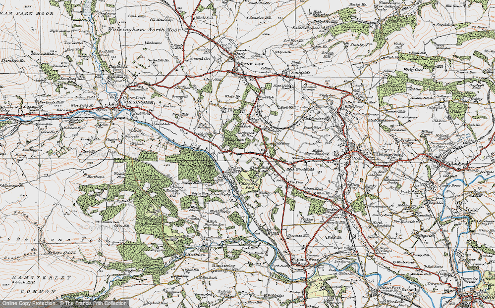 Old Map of Historic Map covering Bradley Cott in 1925