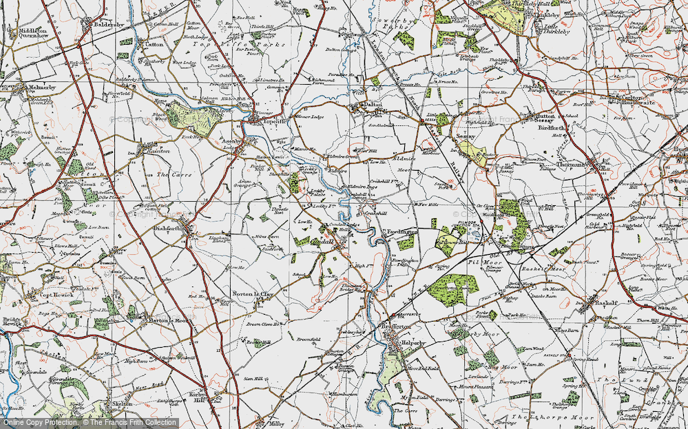 Old Map of Historic Map covering Leckby Grange in 1925