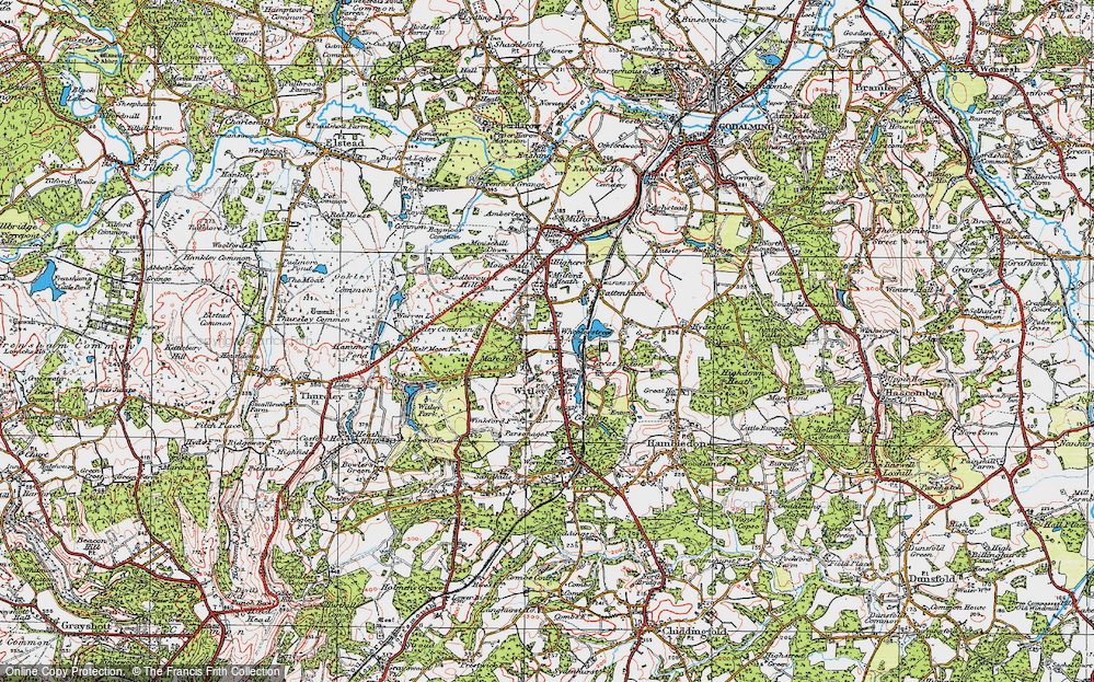 Old Map of Historic Map covering Witley Common in 1920