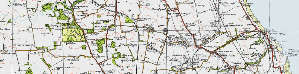 Old map of Cramlington in 1925
