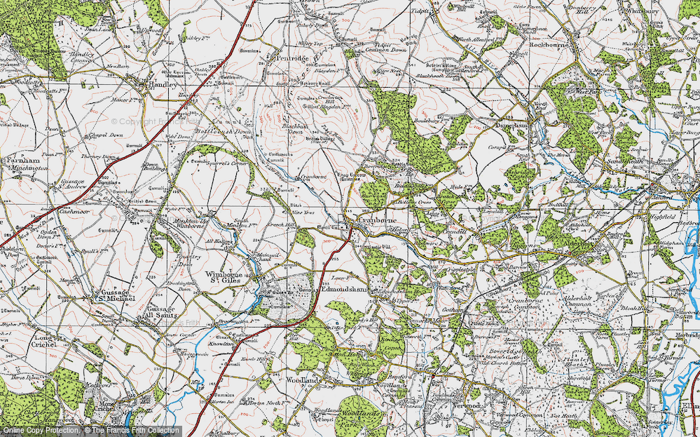 Old Map of Historic Map covering Bellows Cross in 1919