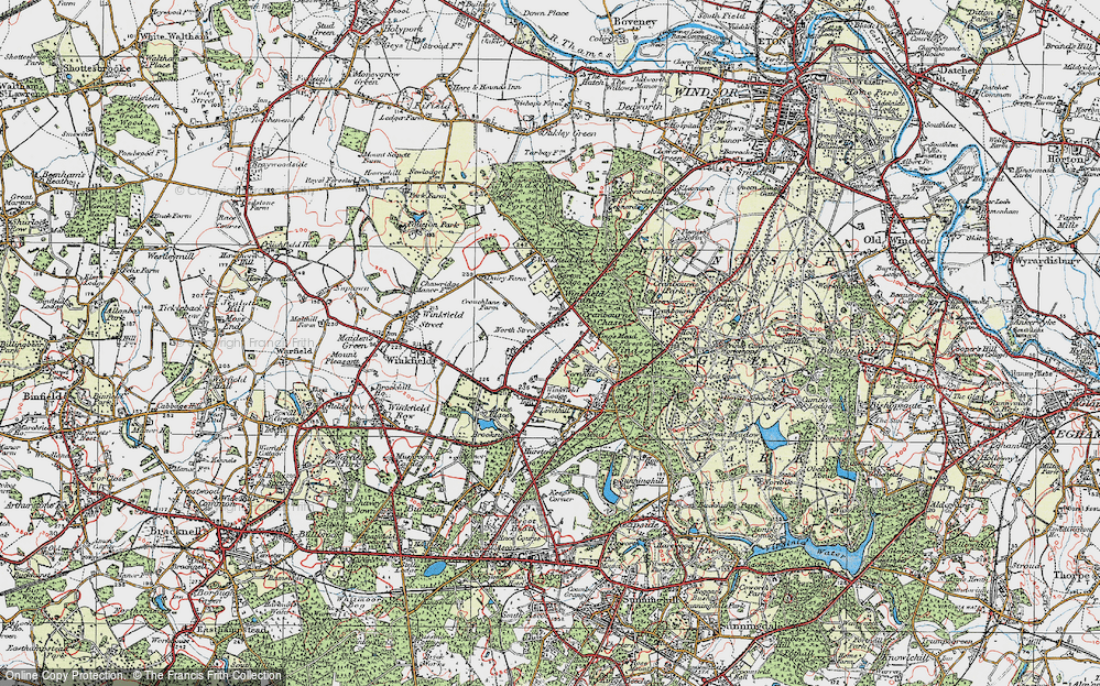 OLD ORDNANCE SURVEY MAP WINDSOR FOREST 1887 ASCOT SLOUGH BAGSHOT BRACKNELL 