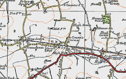 Old map of Crane's Corner in 1921