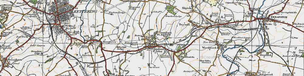 Old map of Cranford St Andrew in 1920