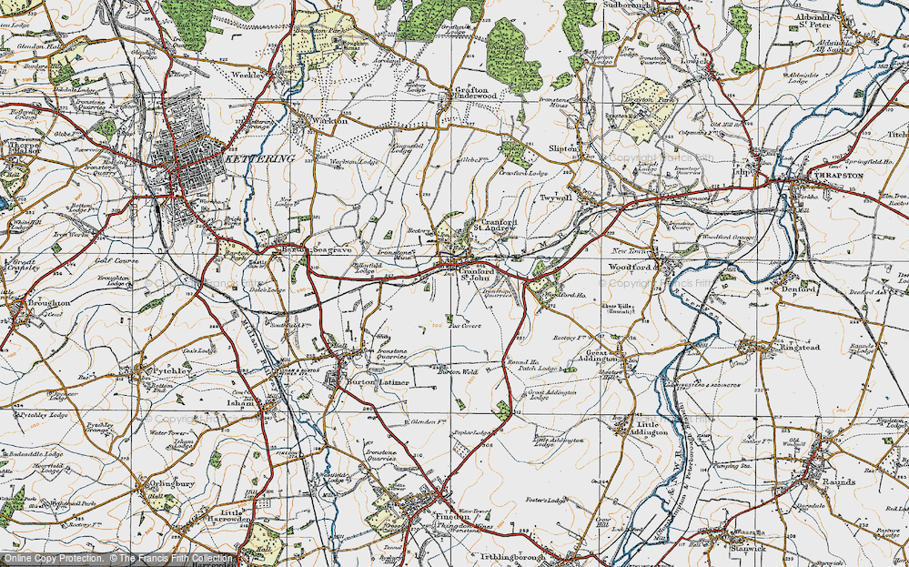 Old Map of Historic Map covering Burton Wold in 1920