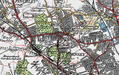 Old map of Cranley Gardens in 1920