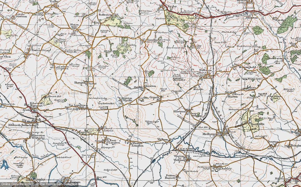 Old Map of Cranoe, 1921 in 1921