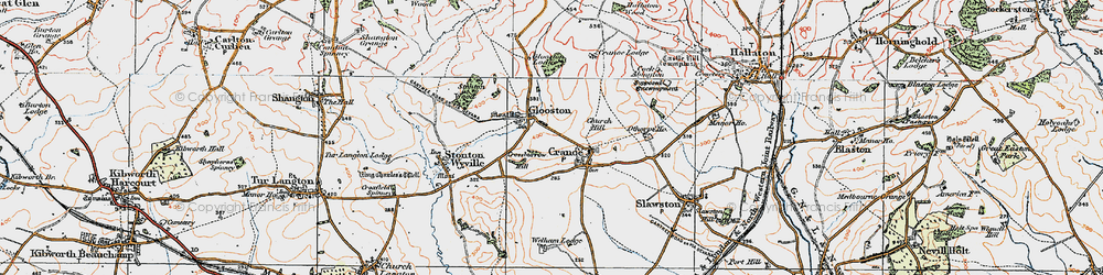 Old map of Cranoe in 1921