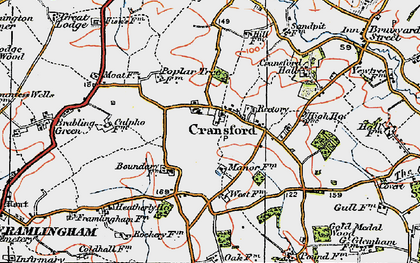 Old map of Cransford in 1921