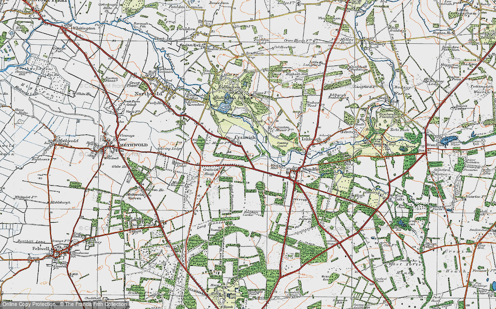 Old Map of Cranwich, 1921 in 1921