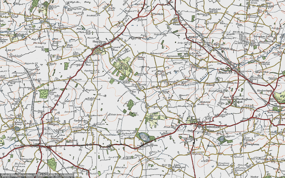 Old Map of Cranworth, 1921 in 1921