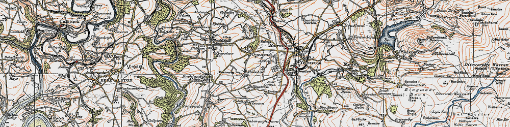 Old map of Crapstone in 1919