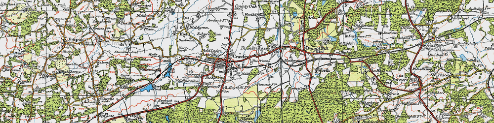 Old map of Crawley in 1920