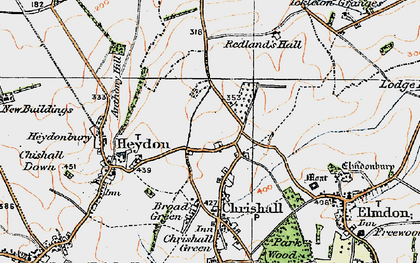 Old map of Crawley End in 1920