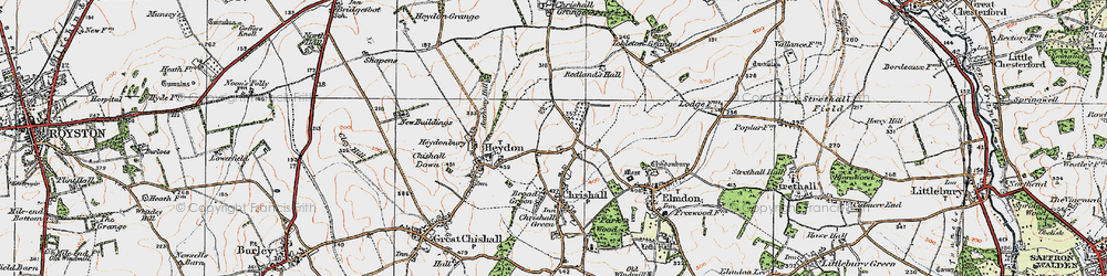 Old map of Crawley End in 1920