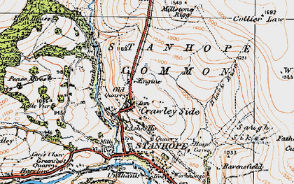 Old map of Crawleyside in 1925