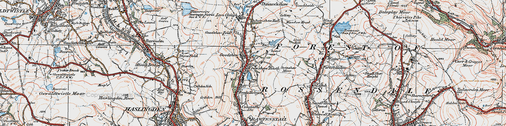 Old map of Crawshawbooth in 1924
