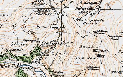 Old map of Bishopdale Head in 1925